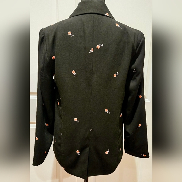 LC LAUREN CONRAD Blazer Black w/ embroidered Rose Detail 🌹 sz XS - Picture 7 of 9